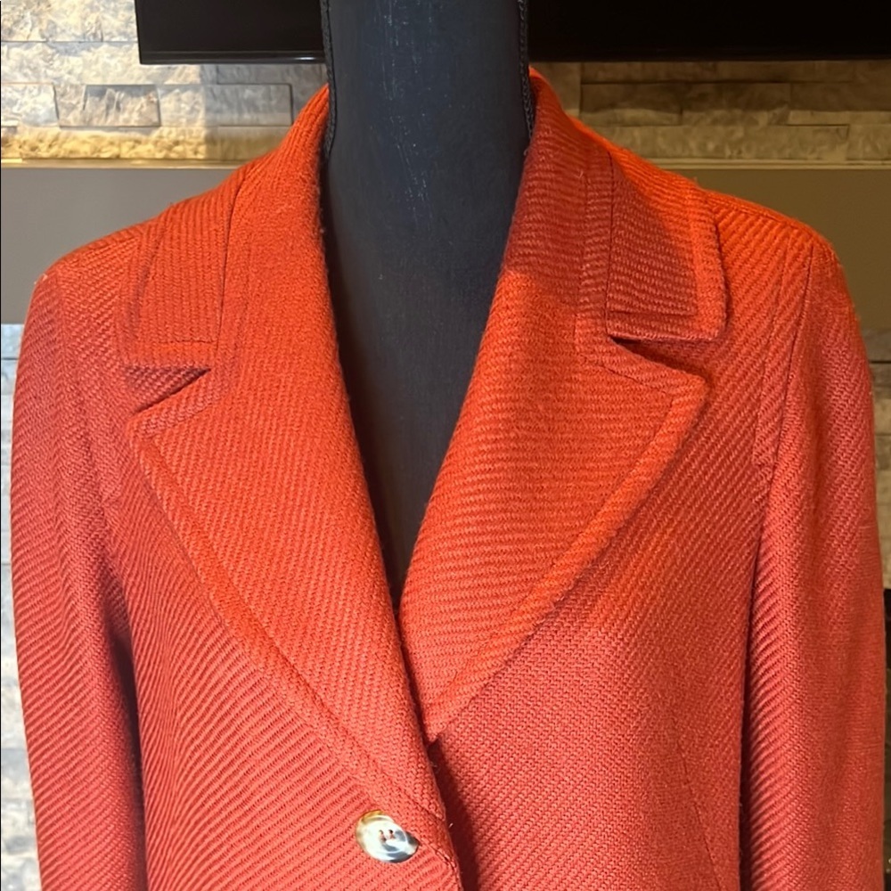 Talbots Single Button Wool Blend Blazer Red Orang… - image 2